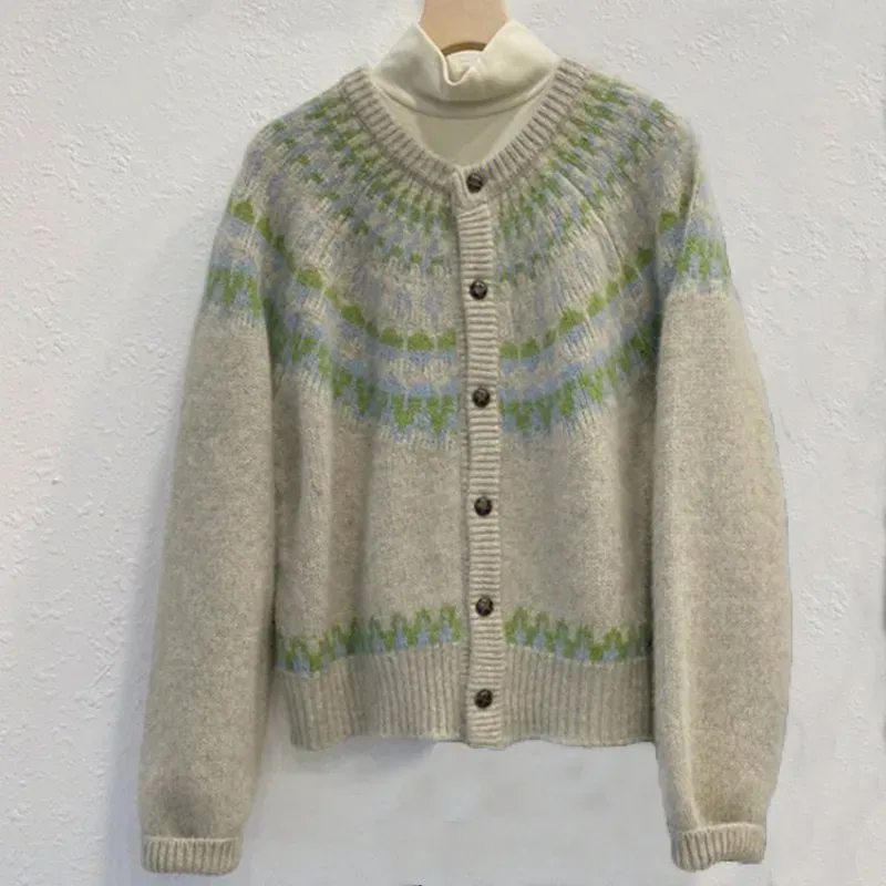 Fairman Isle Jacquard Single Breasted Cardigan