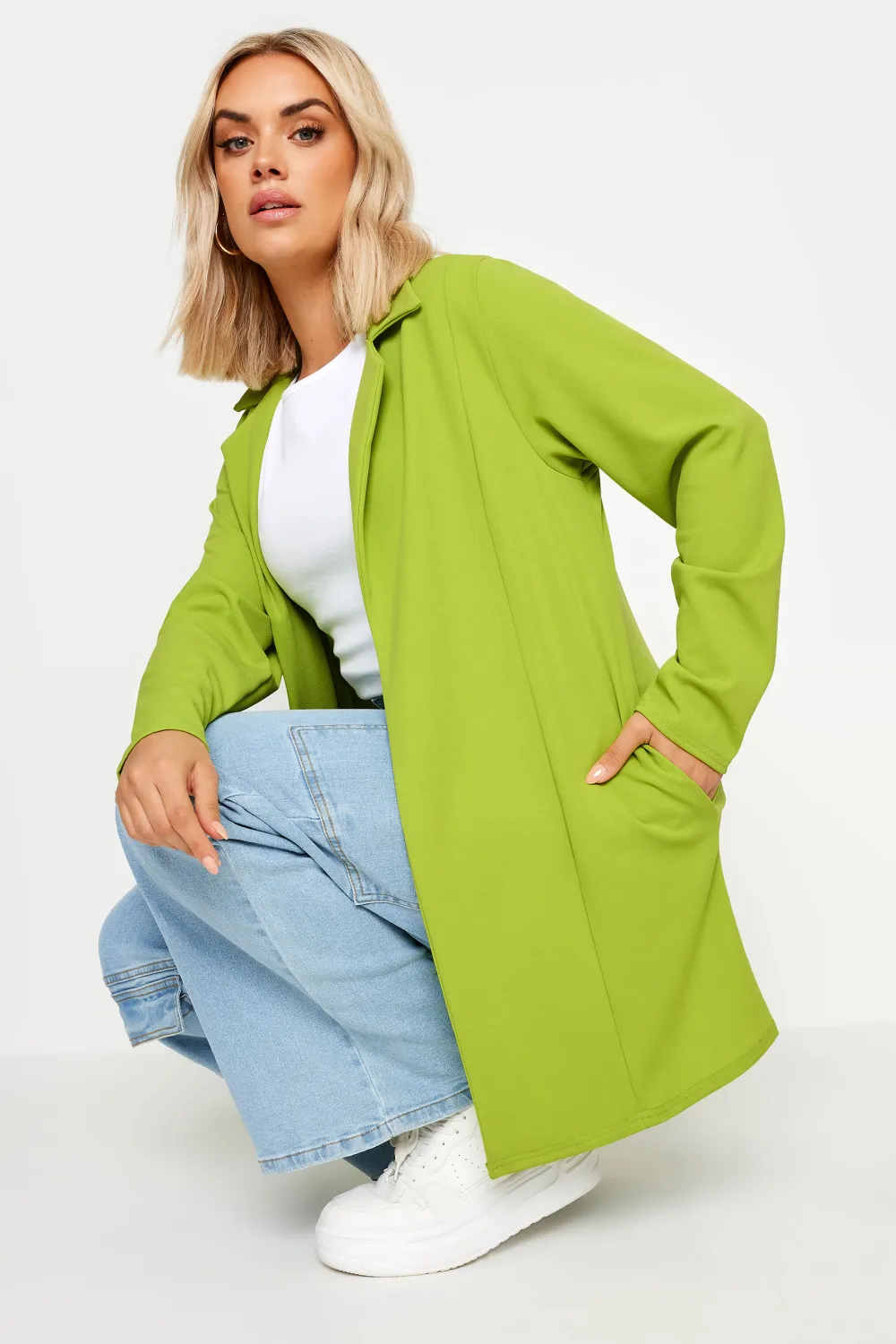 YOURS Curve Lime Green Scuba Blazer