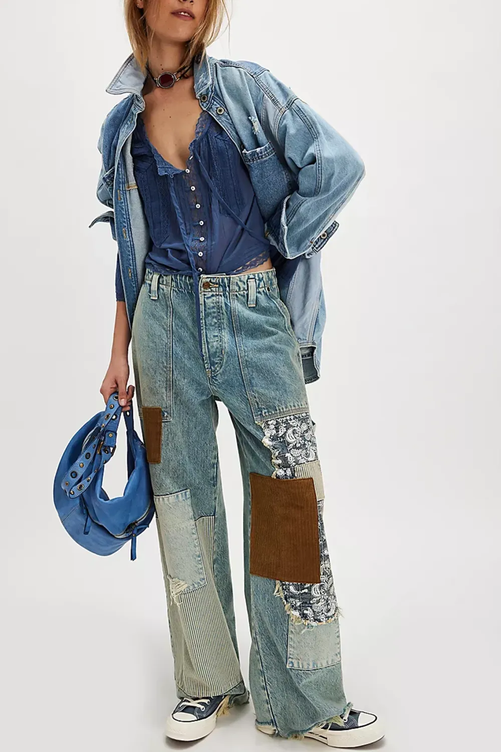 Lace Trimmed Long Sleeve Blouse