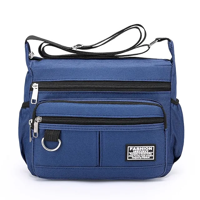 Men's Crossbody Bag Shoulder Bag Nylon Daily Holiday Zipper Adjustable Large Capacity Waterproof Solid Color Black Blue Green