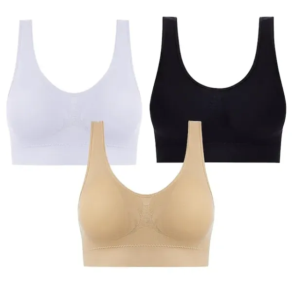 3 Packs Sports Bra for Women High Support with Removable Pad Wireless Yoga Fitness Gym Workout Bra Top Sport Activewear High Impact Breathable Comfortable Stretchy