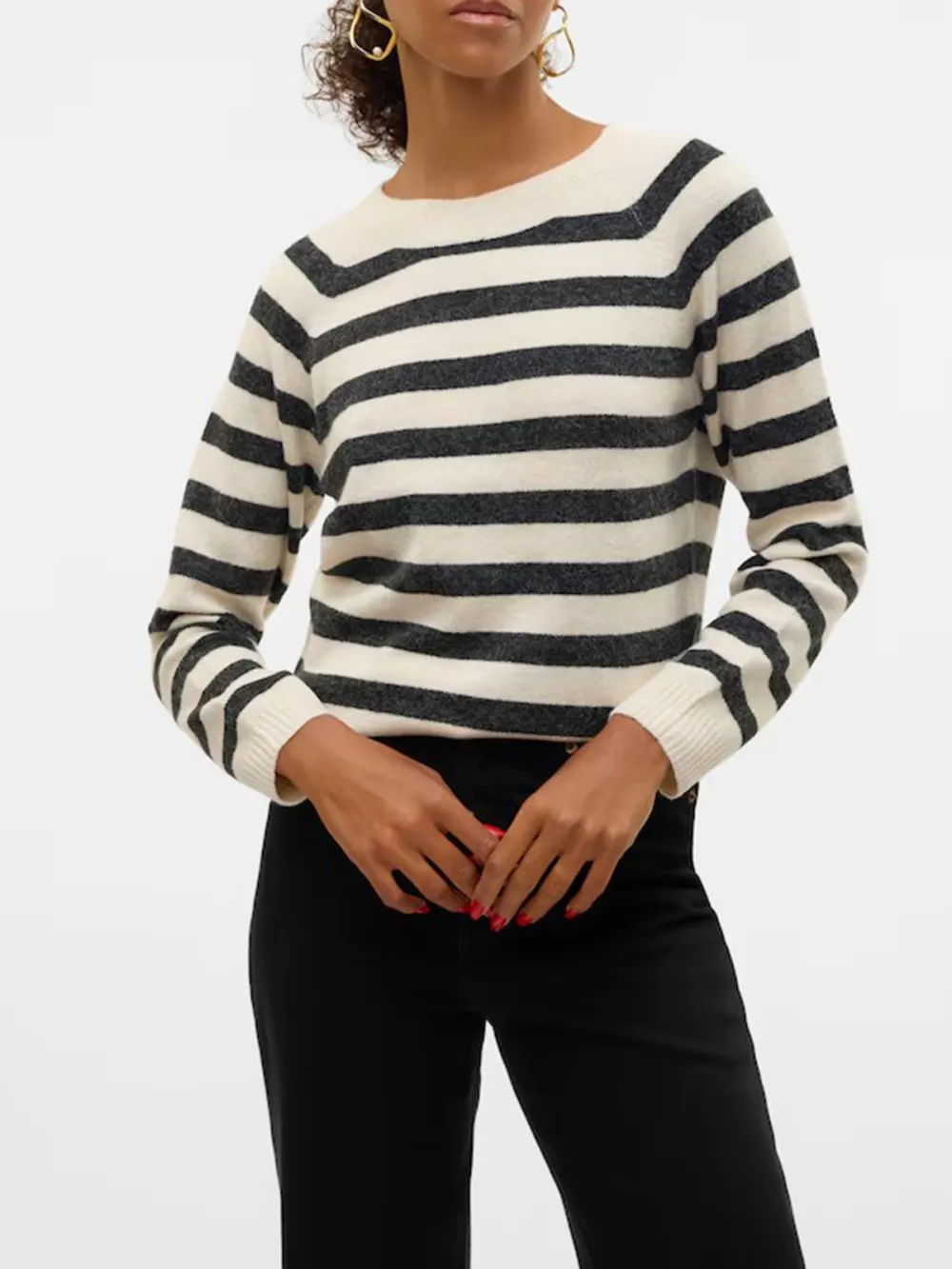 Striped Crew Neck Long Sleeve Sweaters