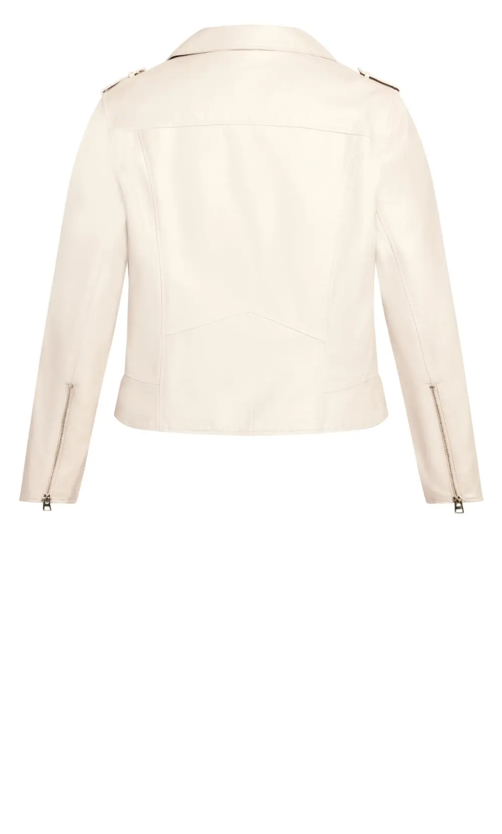 Evans Cream Faux Leather Biker Jacket