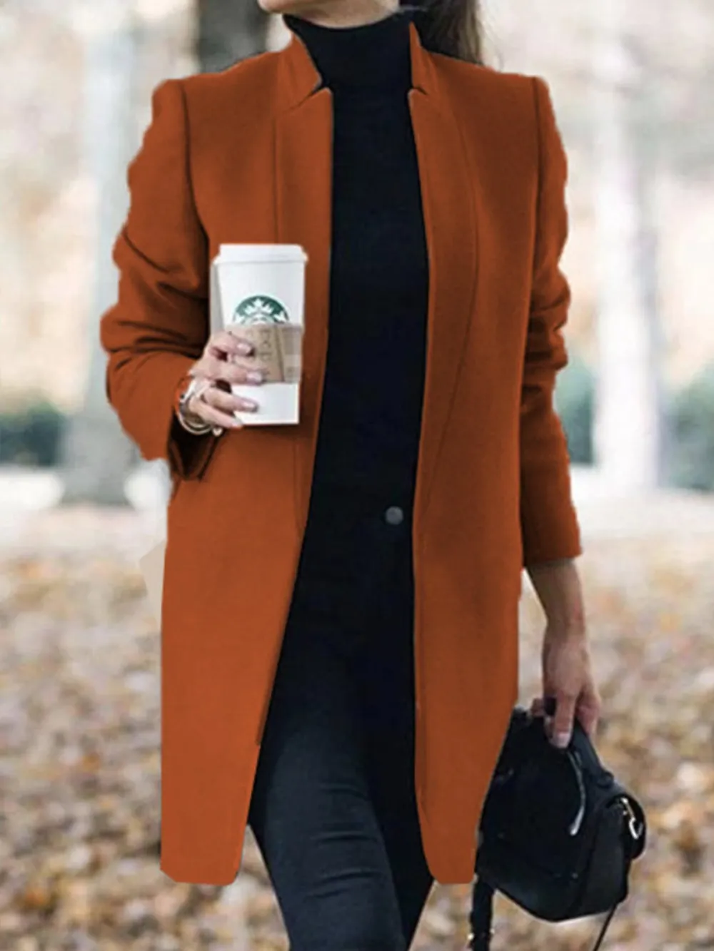 Women Plain Loose Casual Coat