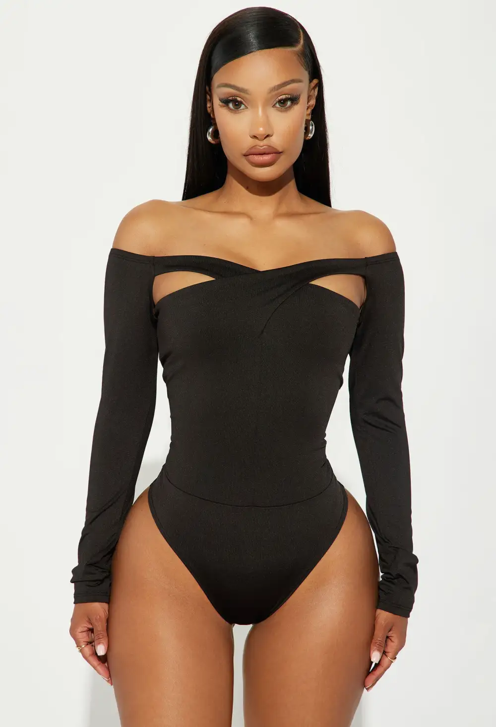 Treat Me Nice Off Shoulder Bodysuit - Black