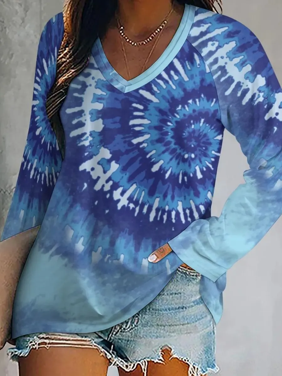 Ombre Tie-Dye Long Sleeve Top
