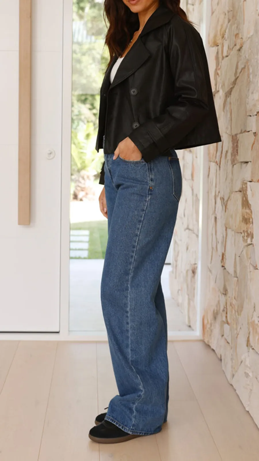 Cropped Trench Jacket - Black