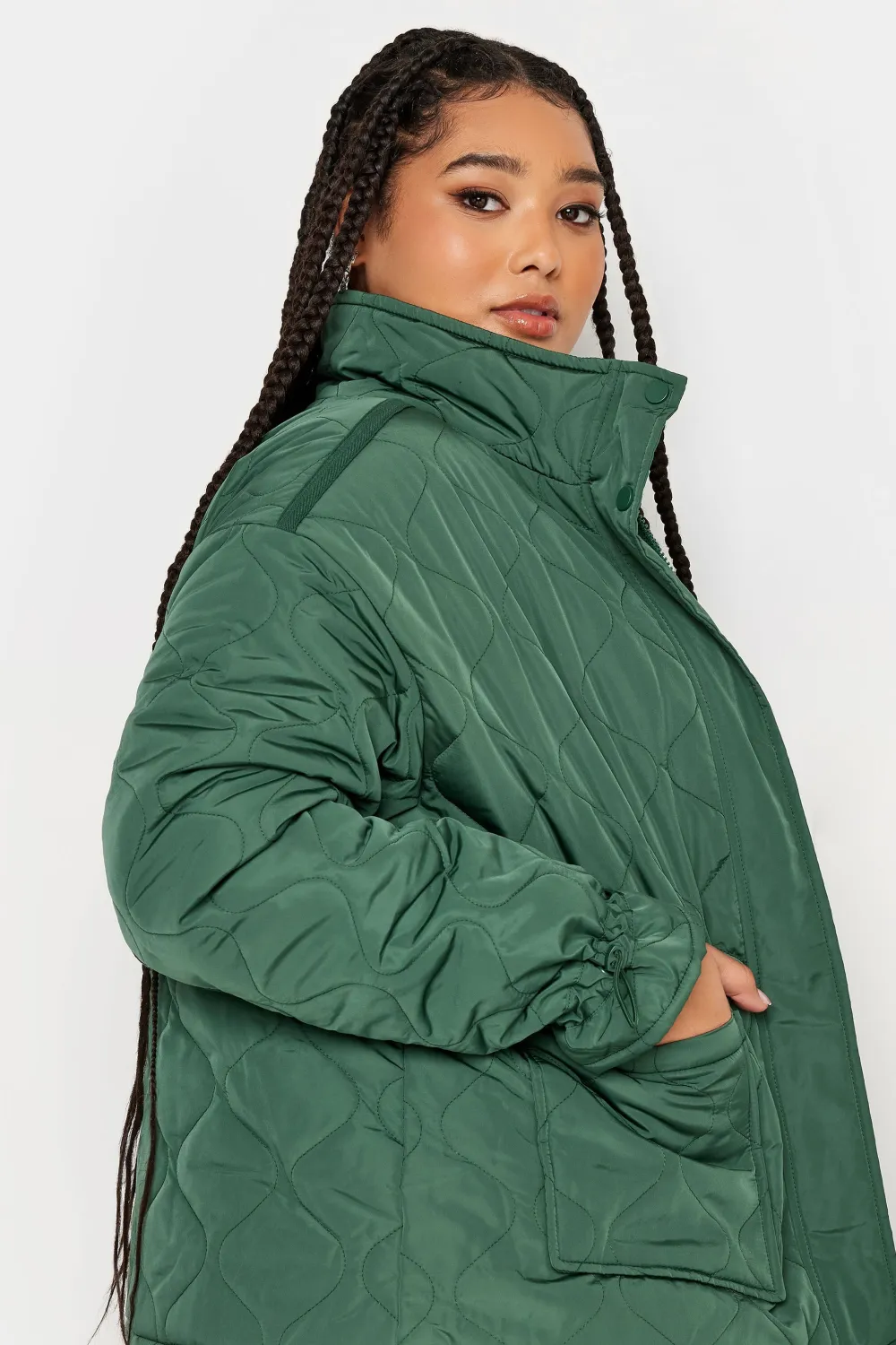 YOURS Curve Green Quilted Jacket