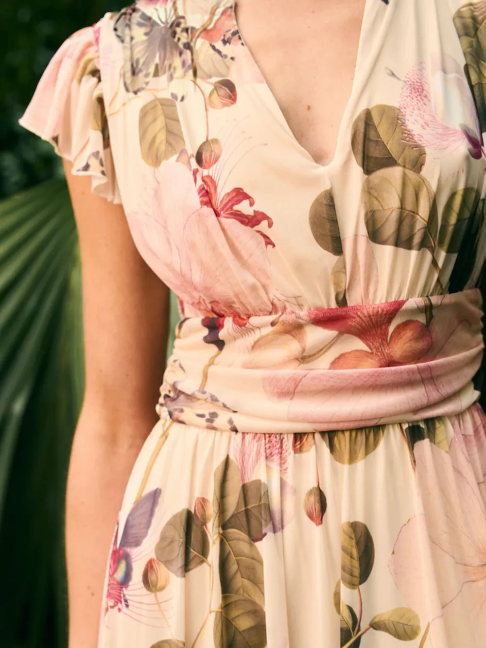 Elegant Floral Printed High-Waisted Slimming Dress