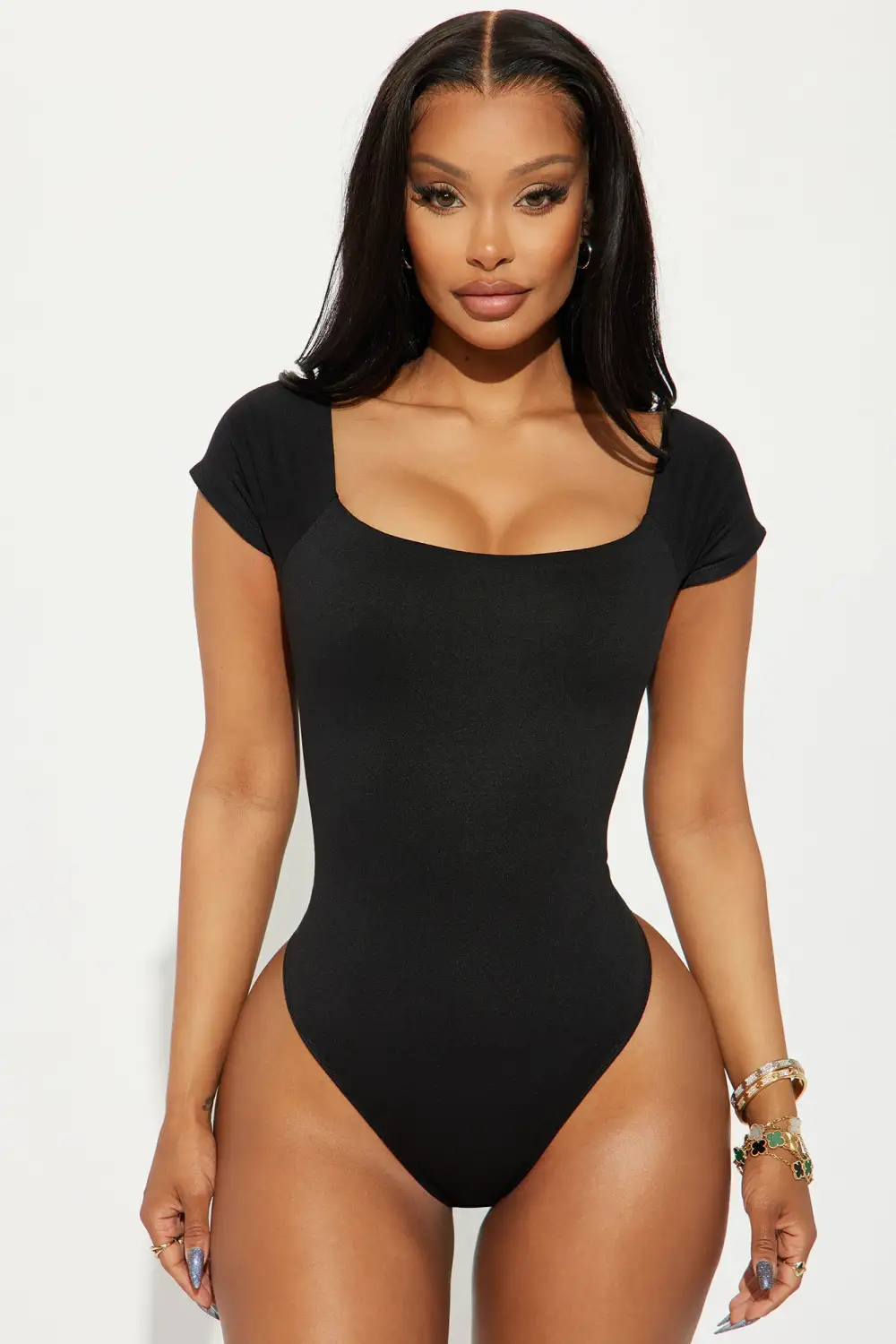 Michelle Short Sleeve Bodysuit - Black