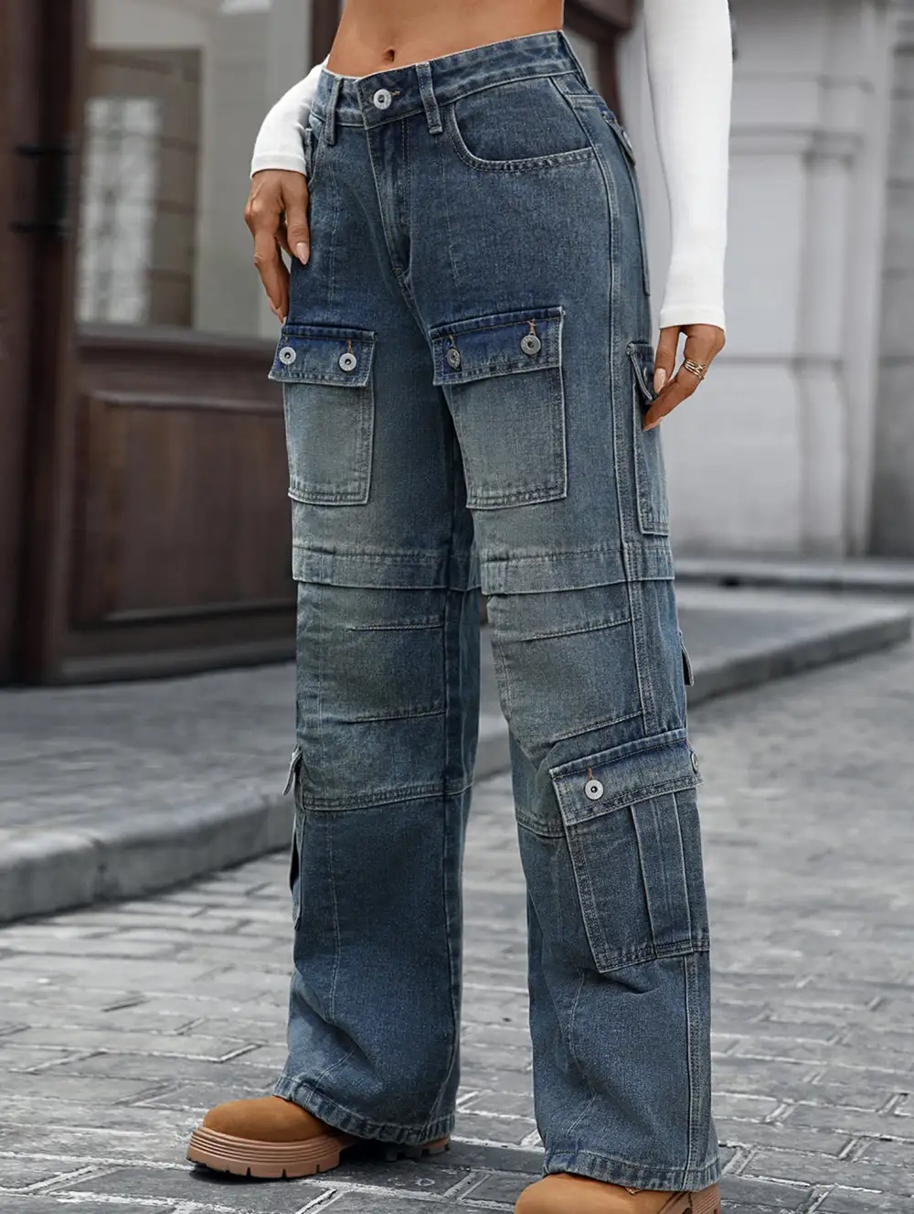 Washed Heavy Duty Multi Pocket Jeans