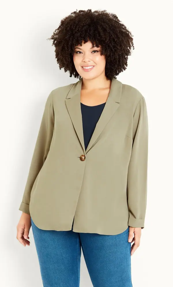 Evans Olive Green Oversized Blazer