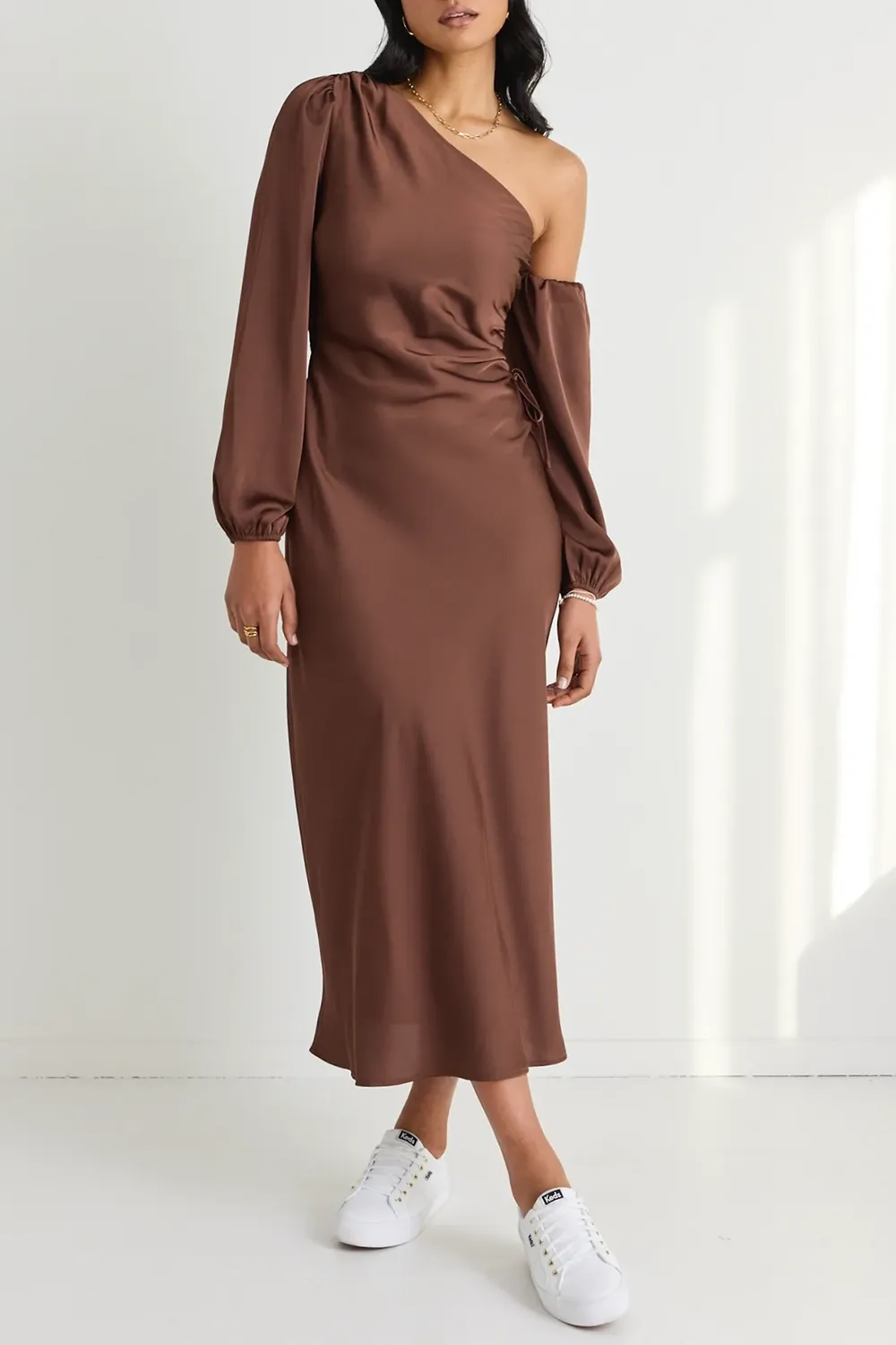 One - Shoulder Satin Maxi Dress