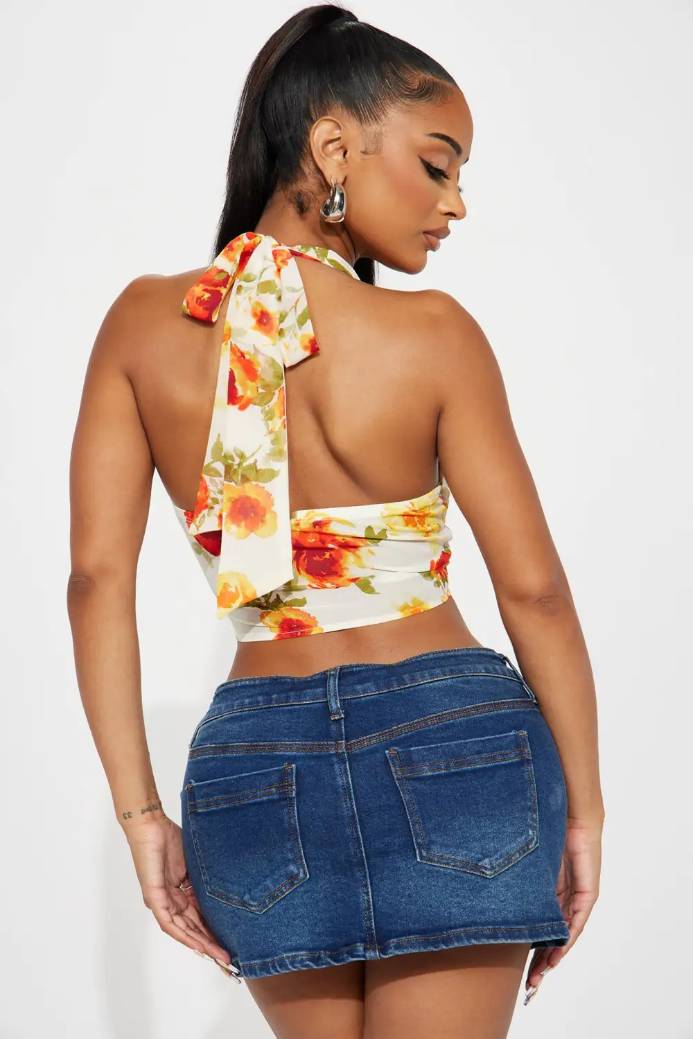 Special Effects Floral Halter Top - Ivory/combo
