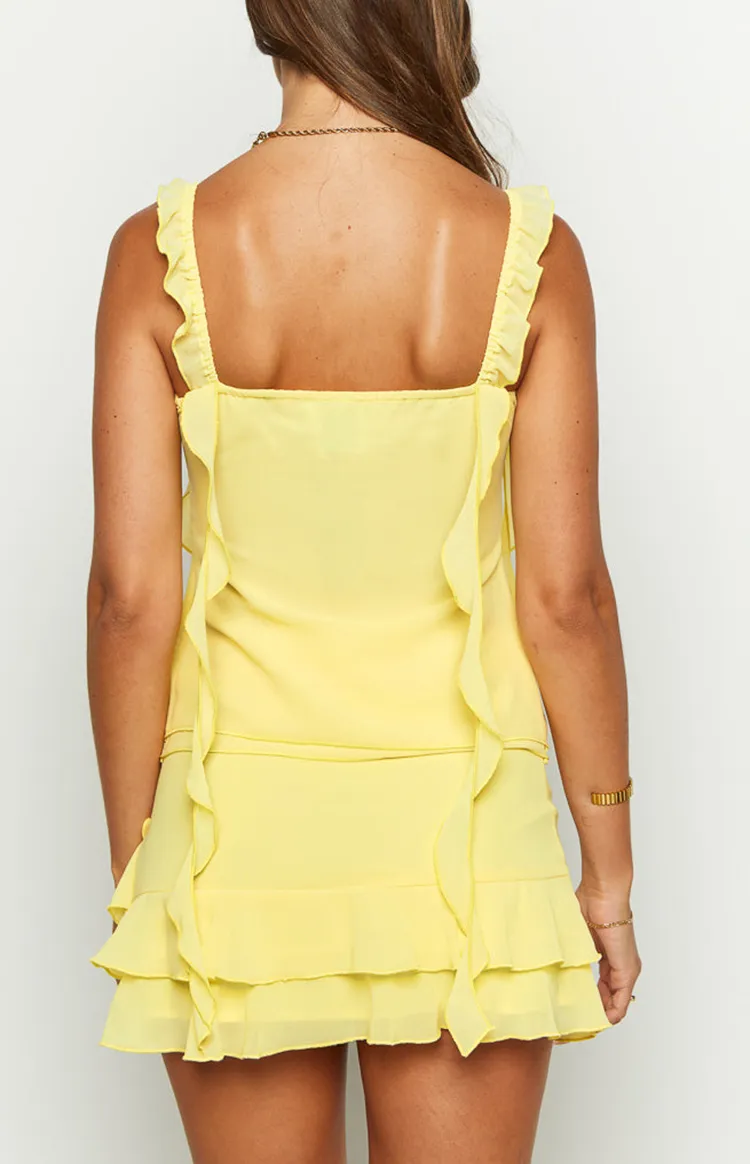 Yellow Asymmetrical Tie Front Camisole