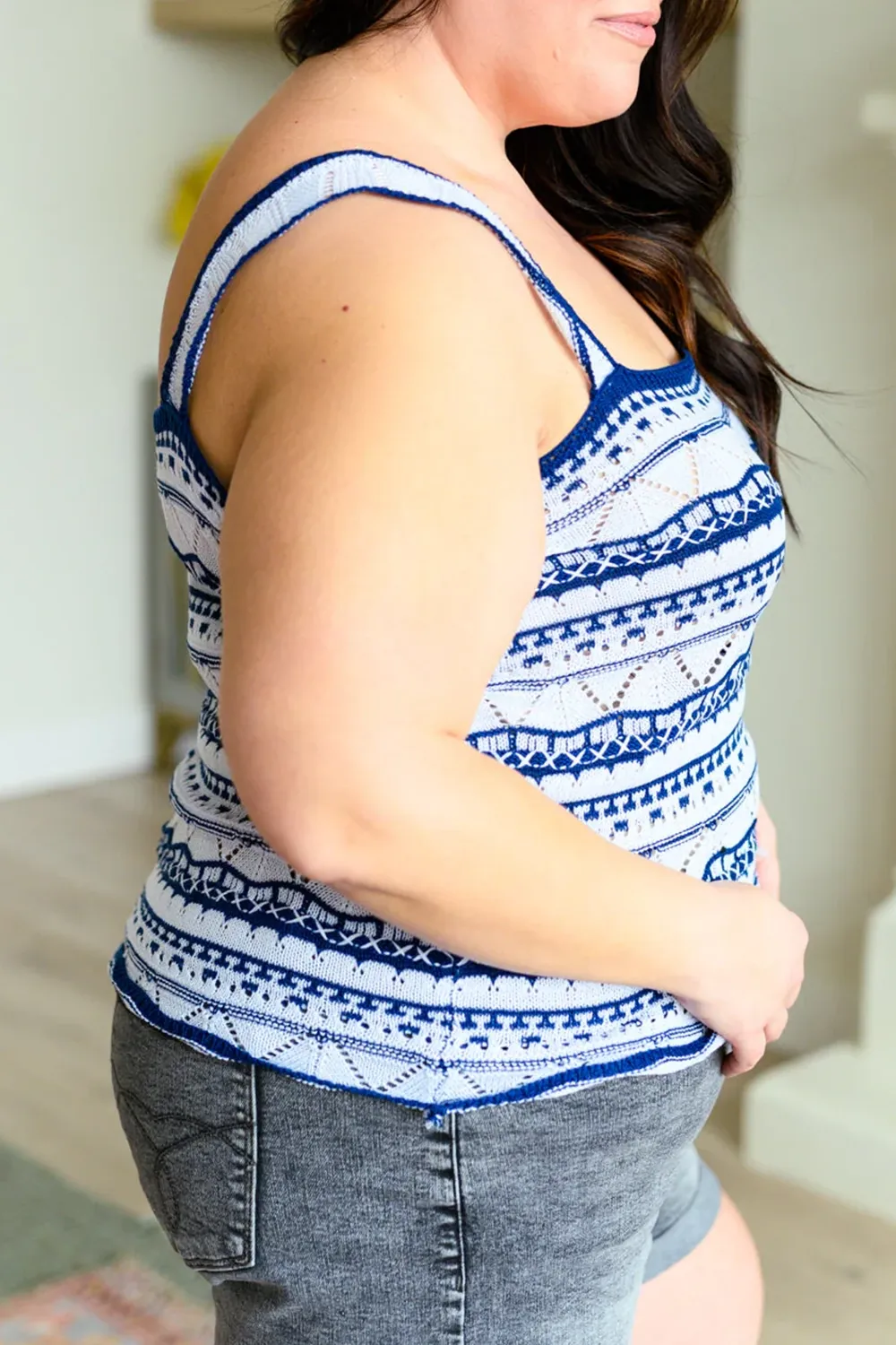 Soft And Breathable With Perforation Blue Sweater