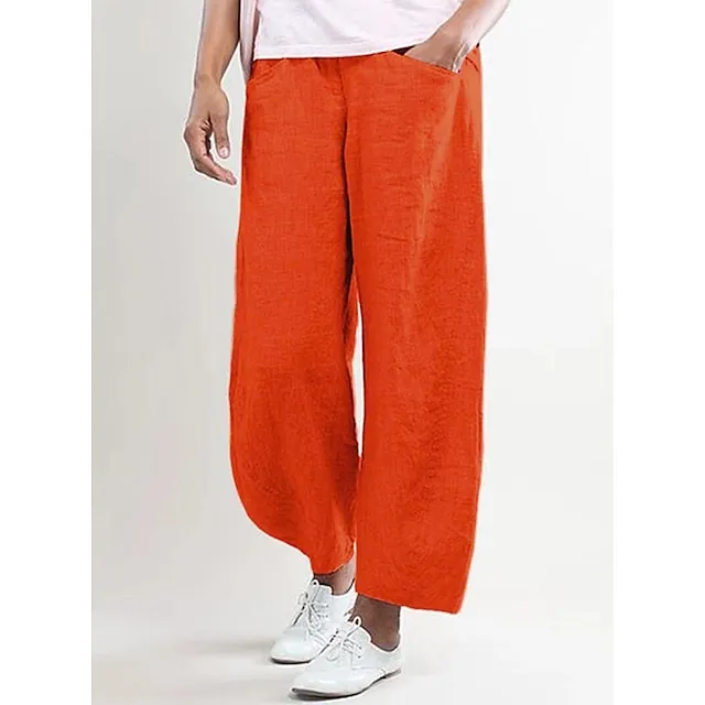 Women's High Waist Yoga Pants Wide Leg Side Pockets Baggy Bottoms Quick Dry Solid Color Green Pink Grey Yoga Fitness Gym Workout Summer Sports Activewear Micro-elastic Athletic