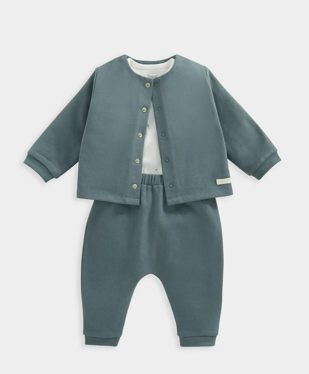 Jacket, Leggings & Bodysuit Outfit Set - Blue