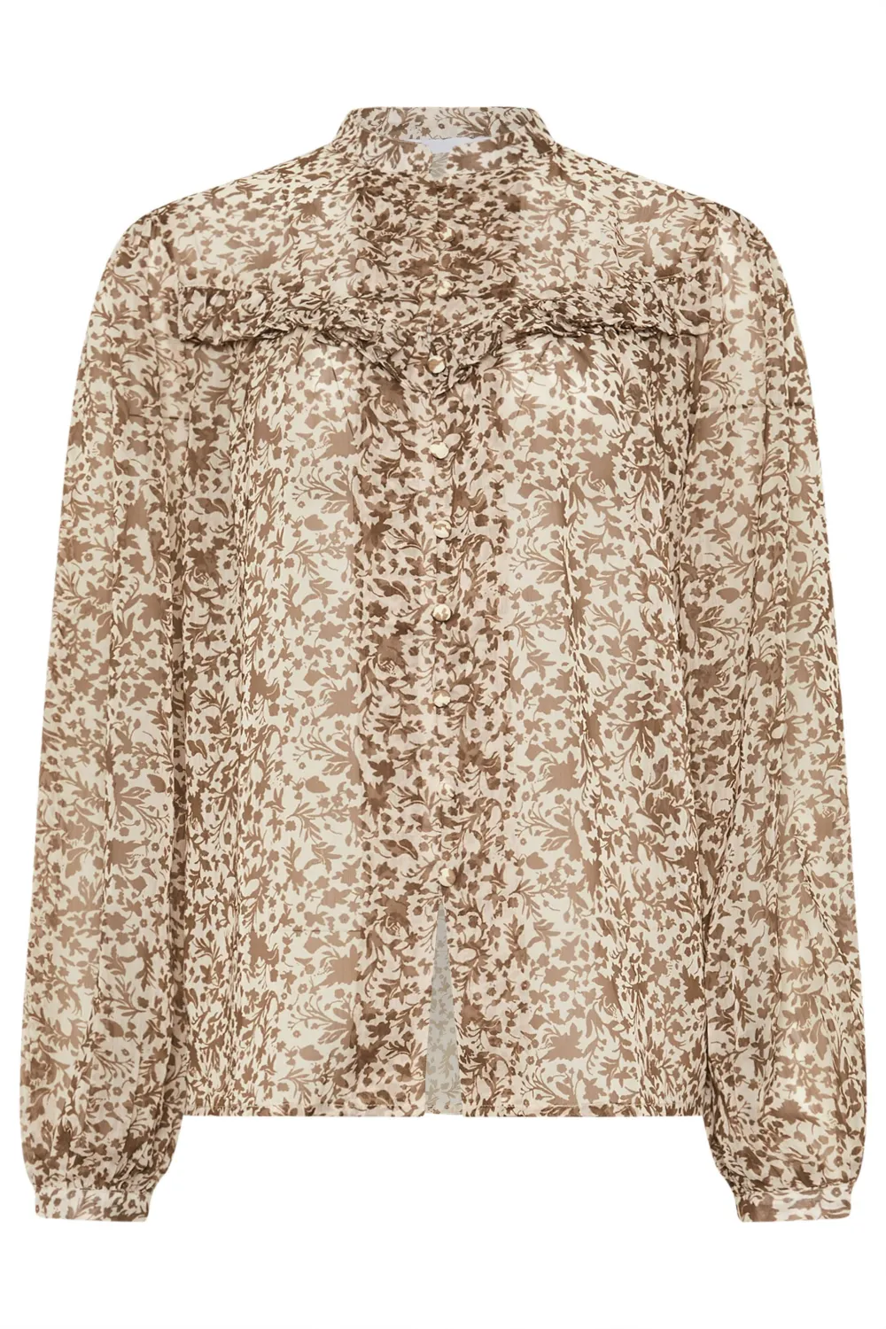 Flower Printed Semi Transparent Shirt