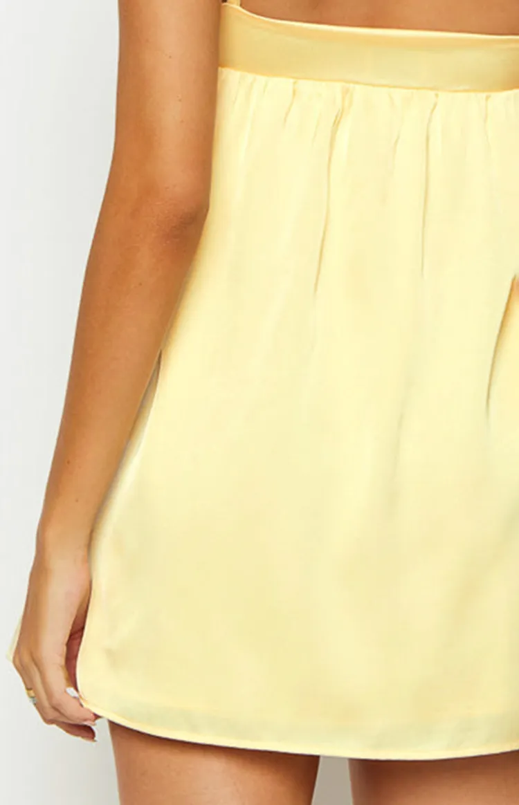 Bow Front Yellow Spaghetti Strap Mini Dress