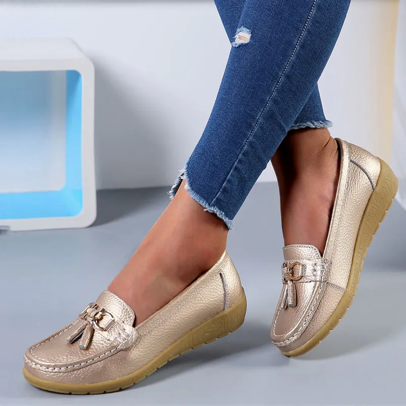 Women Flats Ballet Leather Breathable  Casual  Shoes