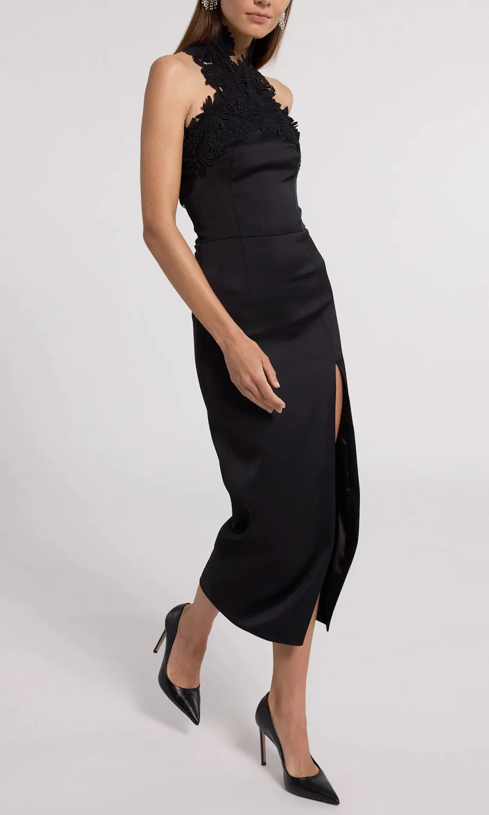 Slit Lace Halter Dress