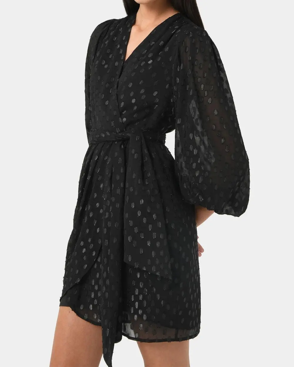 Circular Print Pattern Glitter Mini Dress