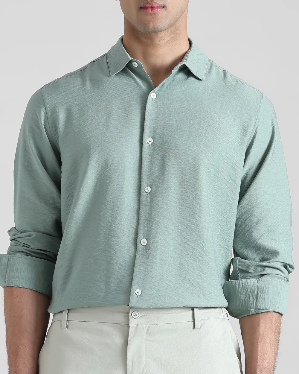 Leisure Simple Comfortable Slim-Fit Breathable Green Shirt
