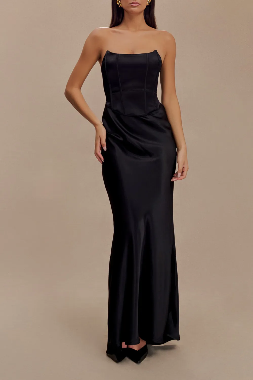 Satin Strapless Maxi Dress