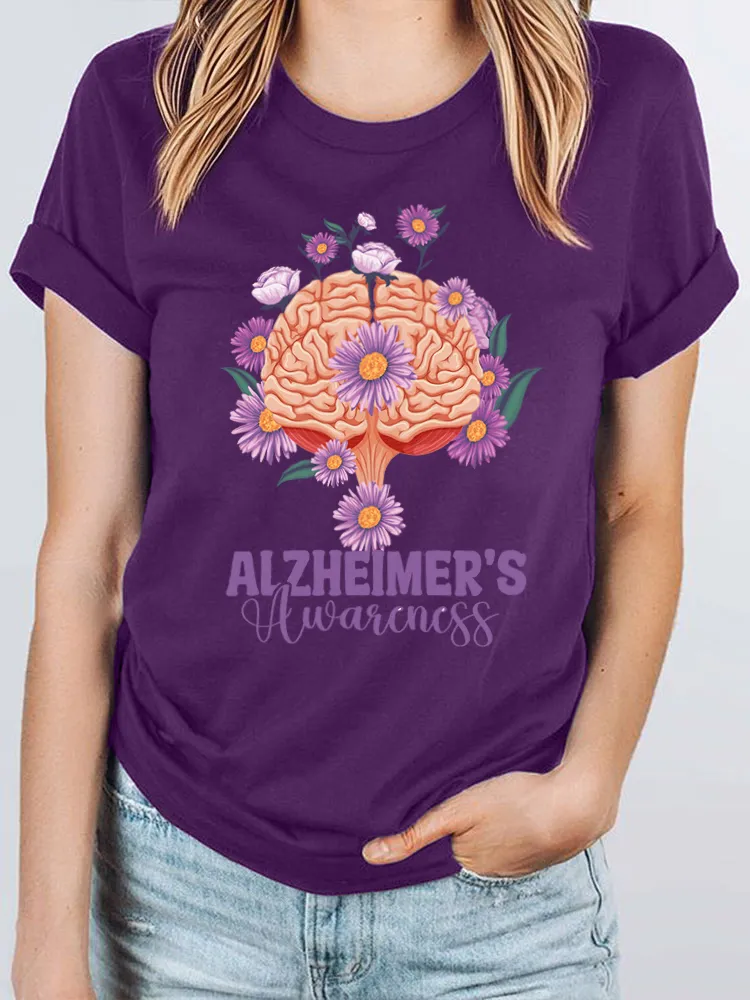 Women's I Will Remember For You Dementia Alzheimer's Disease Awareness Print T-Shirt