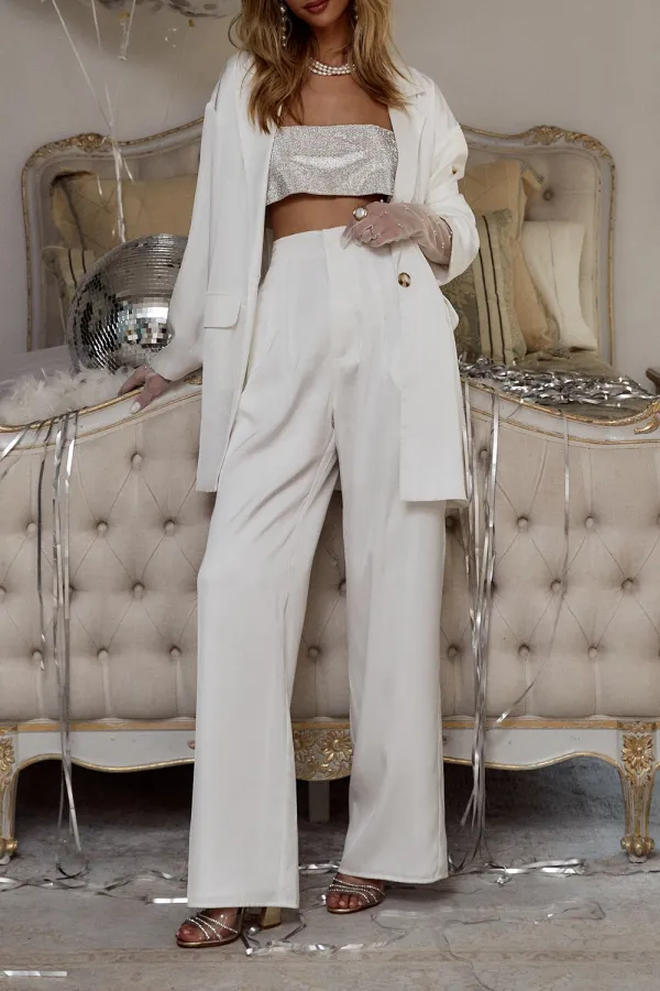 White Satin Trousers