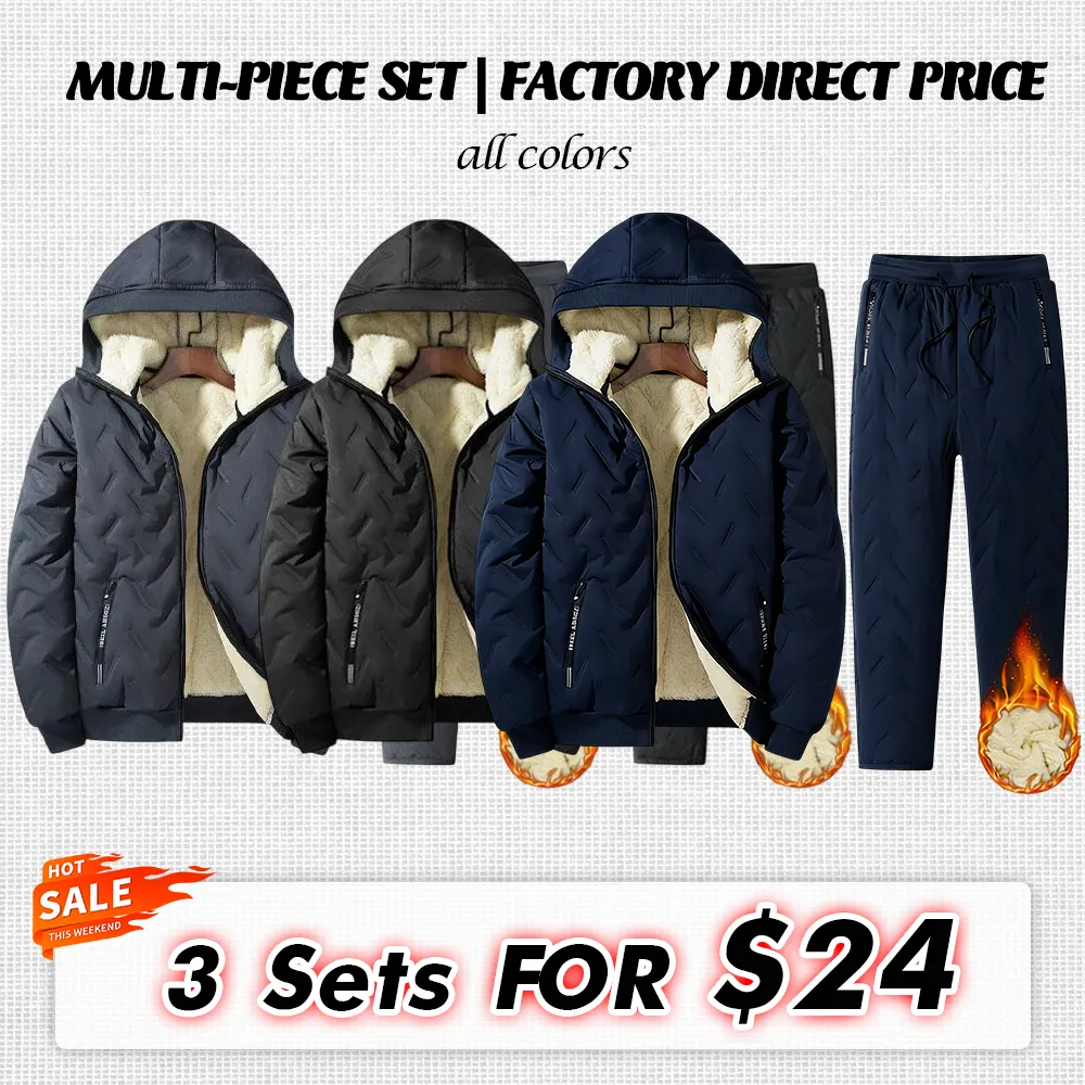 【Clearance Sale】Men’S Autumn Winter Fleece Thickened Set - Multi-Pocket Design, Perfect For Daily Work Commute, Outdoor Leisure & Skiing Clothes Menswear Men'S 2 Piece Set Formal Beige Men'S Sweatsuit Set Men Sweatsuit Set Men 2 Piece Sets Men'S 2 Piece S