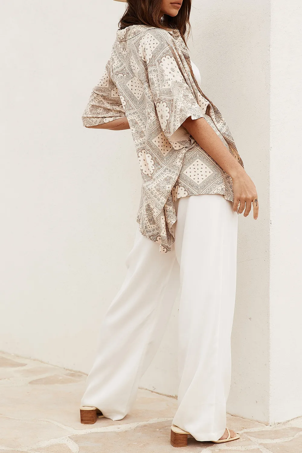 Cream Wide Leg Trousers