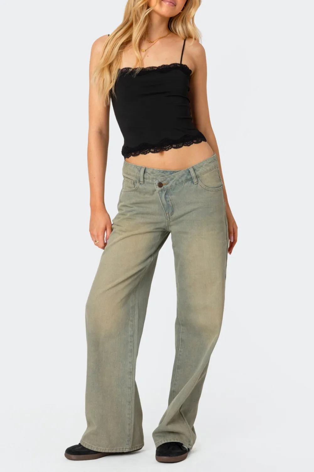 Red Lace Trim Tank Top