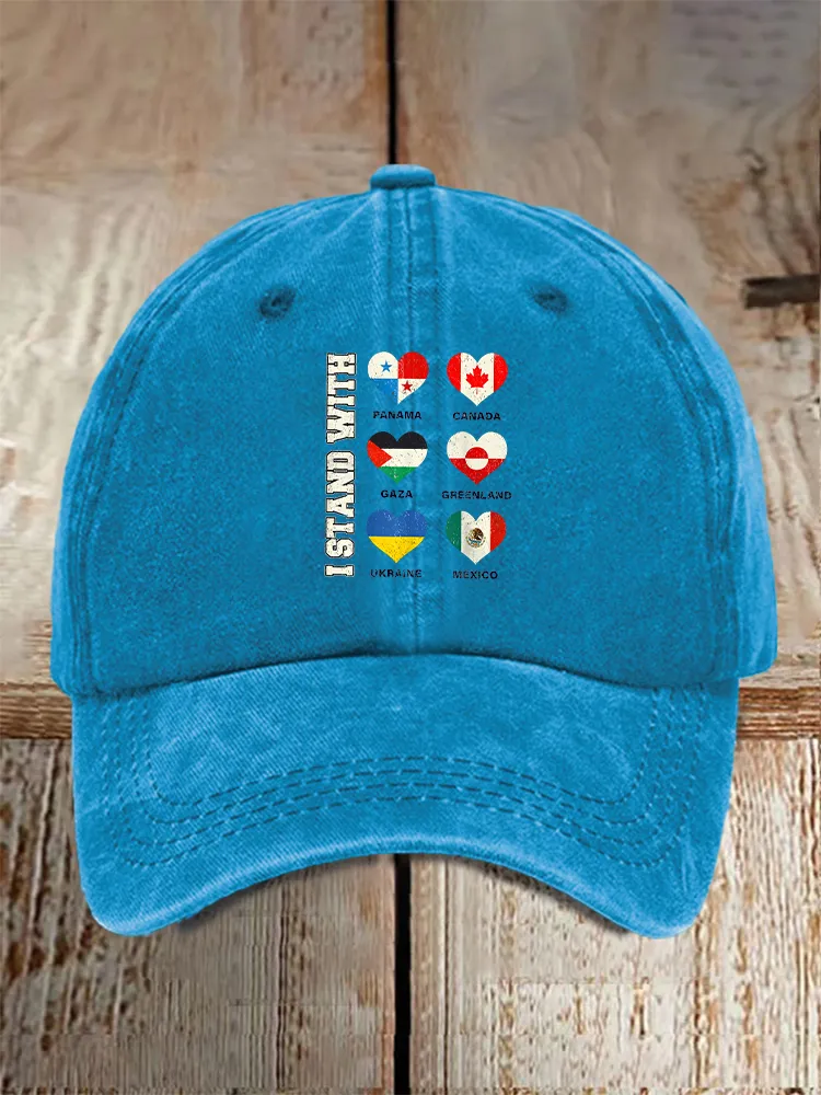 Men And Women's I Stand With Them Washed Baseball Cap