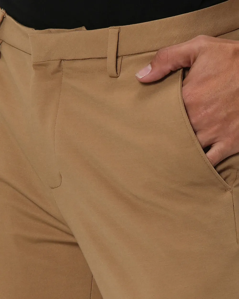 Classic Versatile Soft Slim-Fit Straight-Leg Khaki Trousers