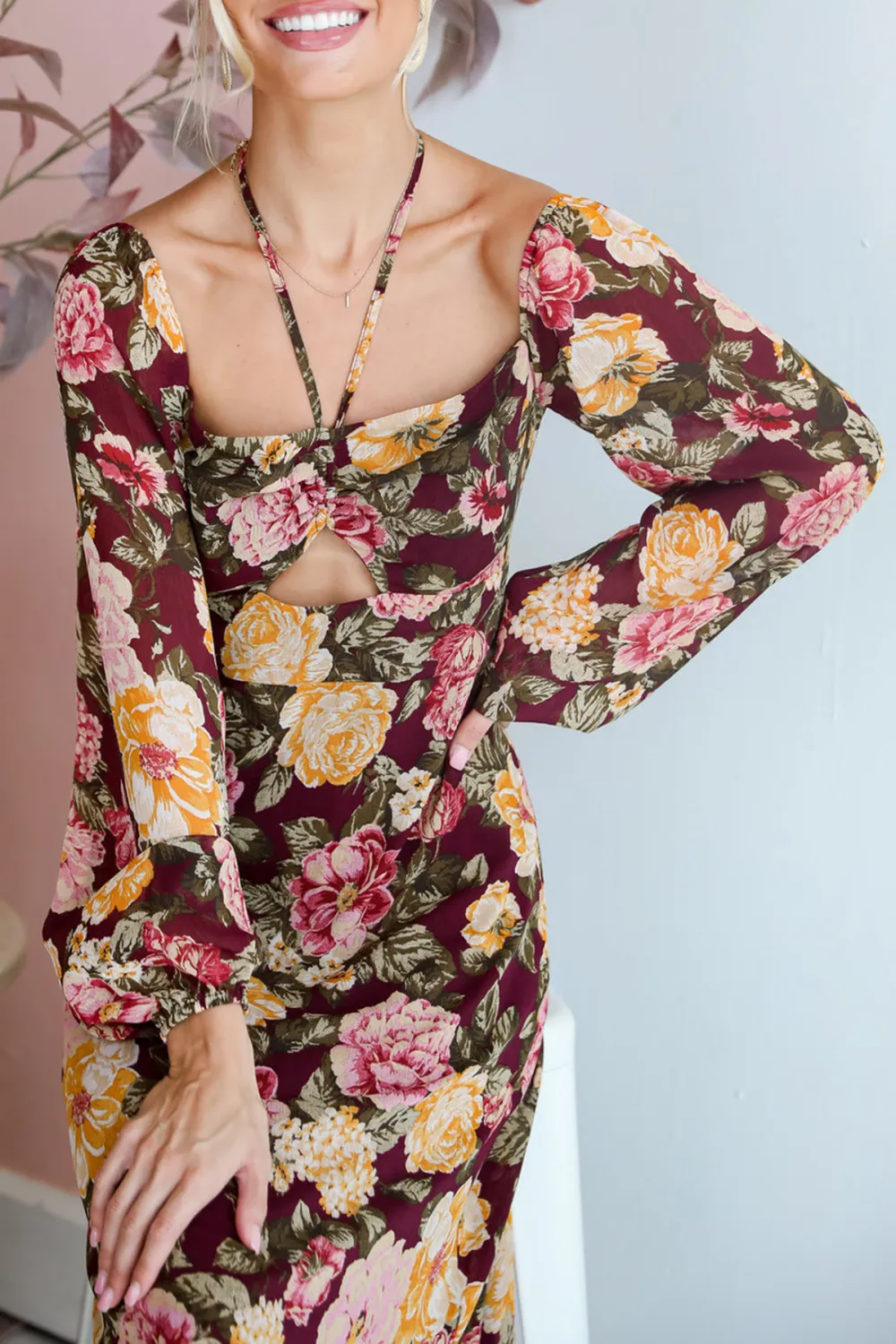 Breathtaking View Plum Floral Maxi Dress