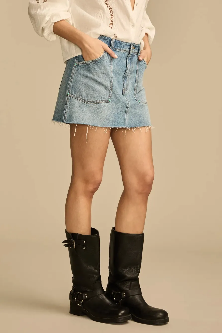 Gold Rush Denim Wester Midi Skirt