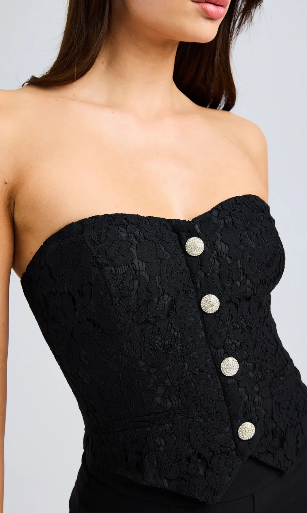 Lace Decorative Button Top