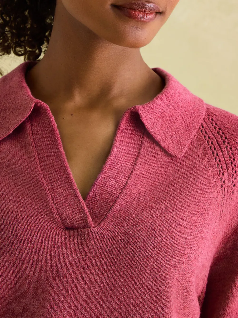 V Neck Stripe Jumper with Collar