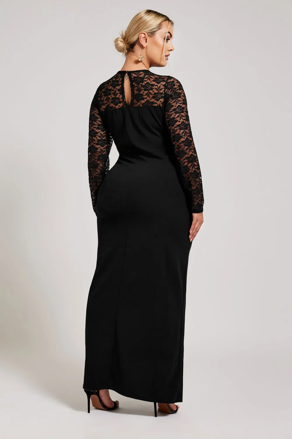 YOURS LONDON Curve Black Lace Detail Maxi Dress