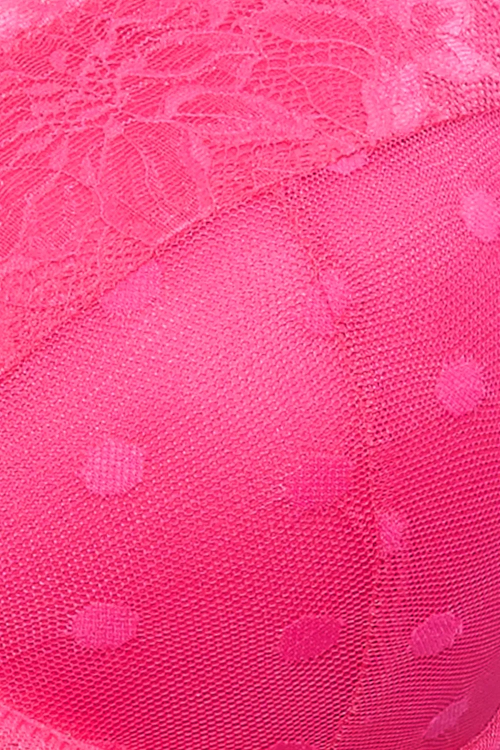 YOURS Curve Hot Pink Dot Print Lace Padded Bra