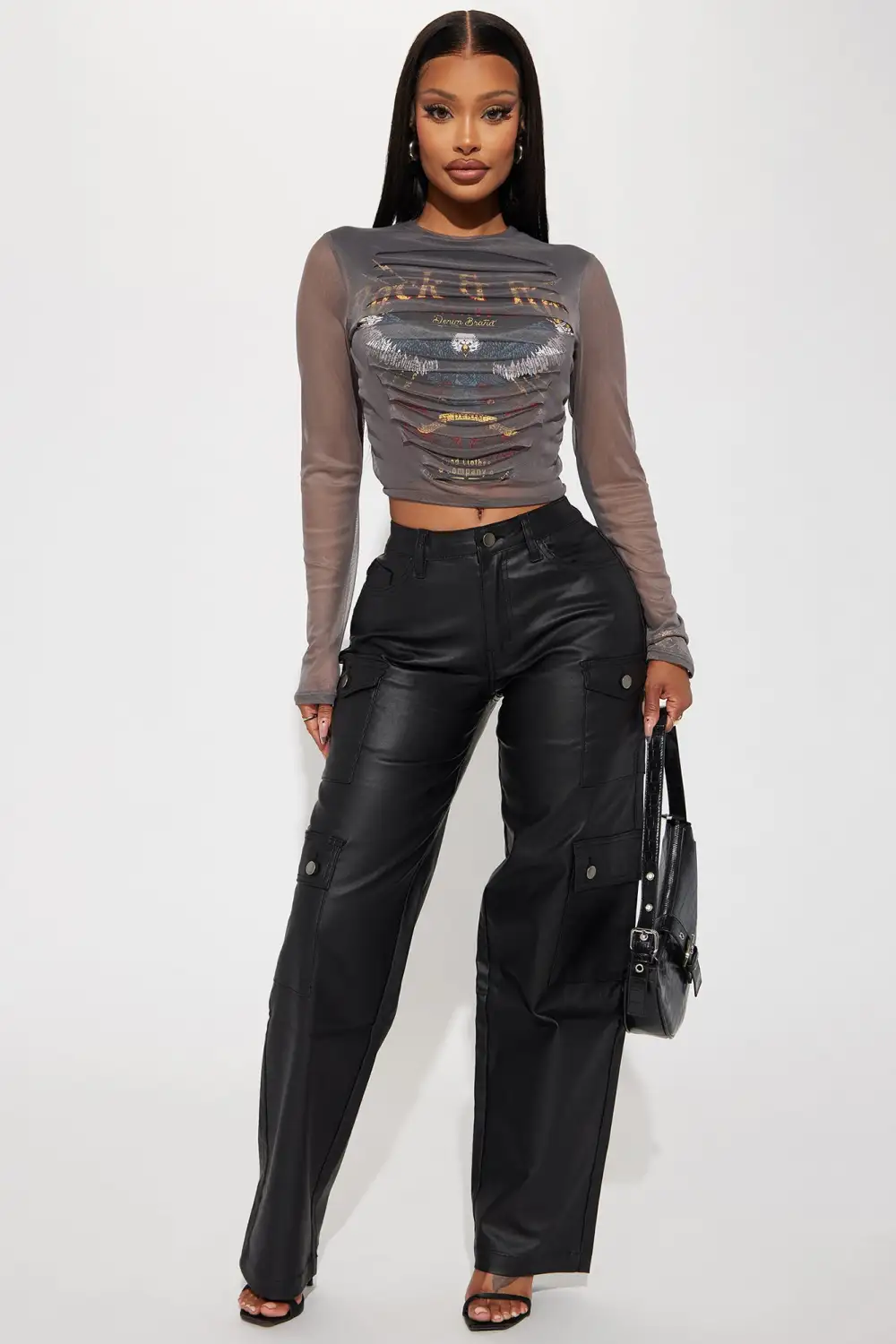 Ready To Rock Distressed Top - Charcoal