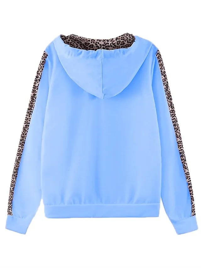 Women's Loungewear Sets Leopard Sport Casual Comfort Home Street Daily Polyester Breathable Hoodie Long Sleeve Hoodie Pant Spring Fall Black White