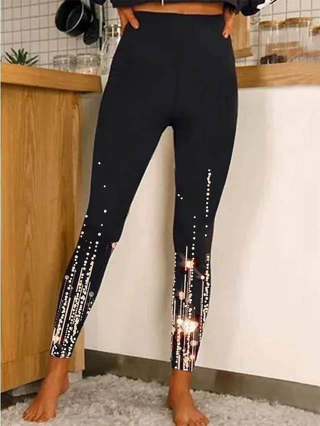 Women's Tights Leggings High Waist Designer Sparkle Sparkle & Shine Weekend Yoga Print High Elasticity Ankle-Length Tummy Control Graphic Prints S M L XL XXL