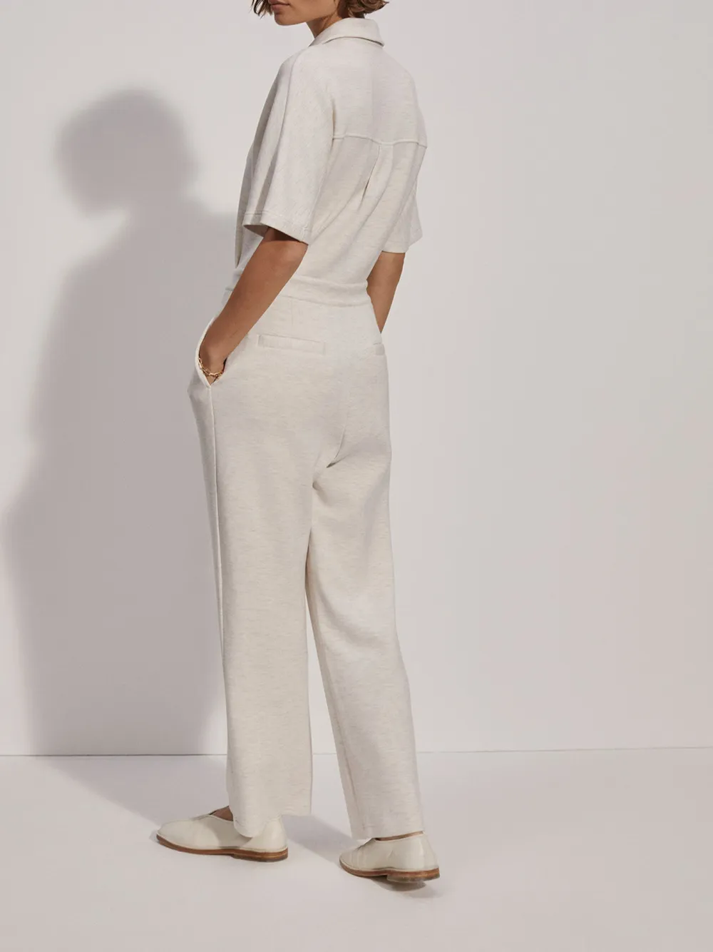 Casual Short-Sleeve Zip-Up Straight-Leg Jumpsuit