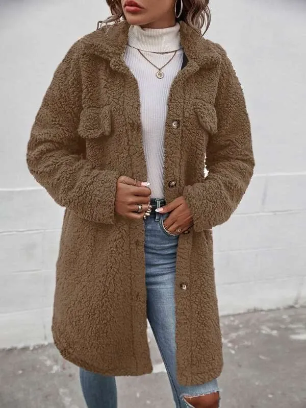 Drop Shoulder Flap Detail Cotton Coat