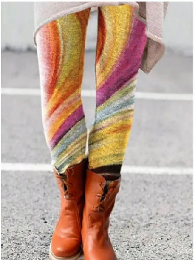 Women's Fleece Lined Leggings Warm Full Length Winter Leggings Print High Elasticity Mid Waist Fashion Designer Halloween Daily 1 2 S M Winter