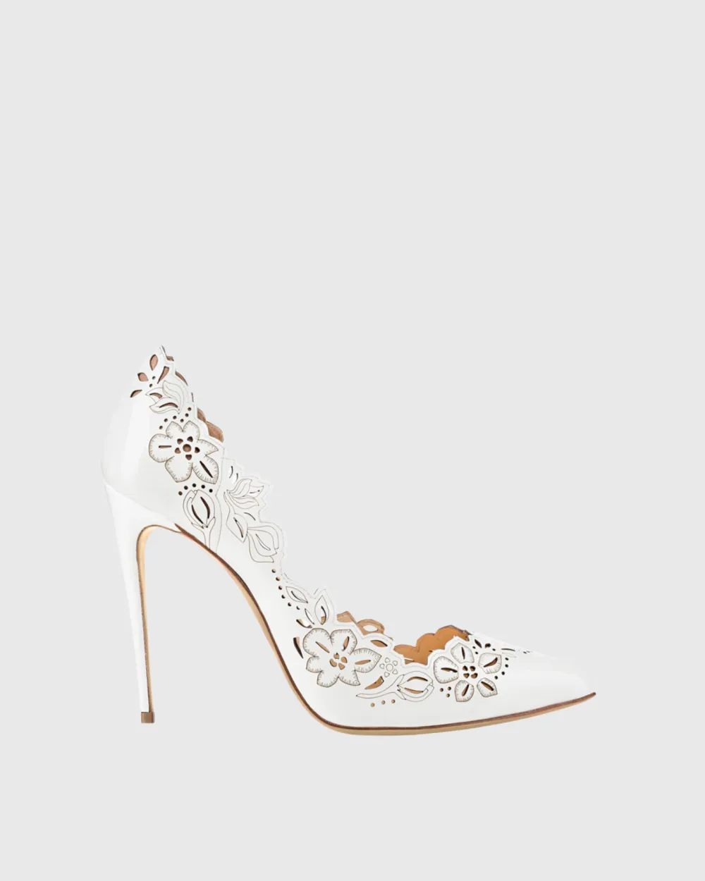 Cutout Pattern Pumps in White