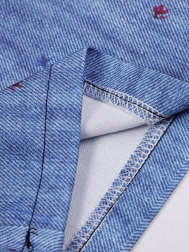 Women's Jeans Bootcut Flared Pants Full Length Faux Denim Print High Elasticity High Waist Fashion Streetwear Casual Daily 1 2 S M Fall & Winter